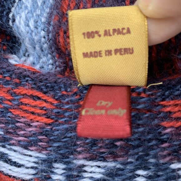 Sanyork Women XL Alpaca Cardigan Hooded Full Zip Long Boho Hand Knit Peru Aztec - Picture 5 of 9